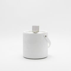 Ice Bucket in White Shagreen with Stainless Steel Details by KIFU Paris
