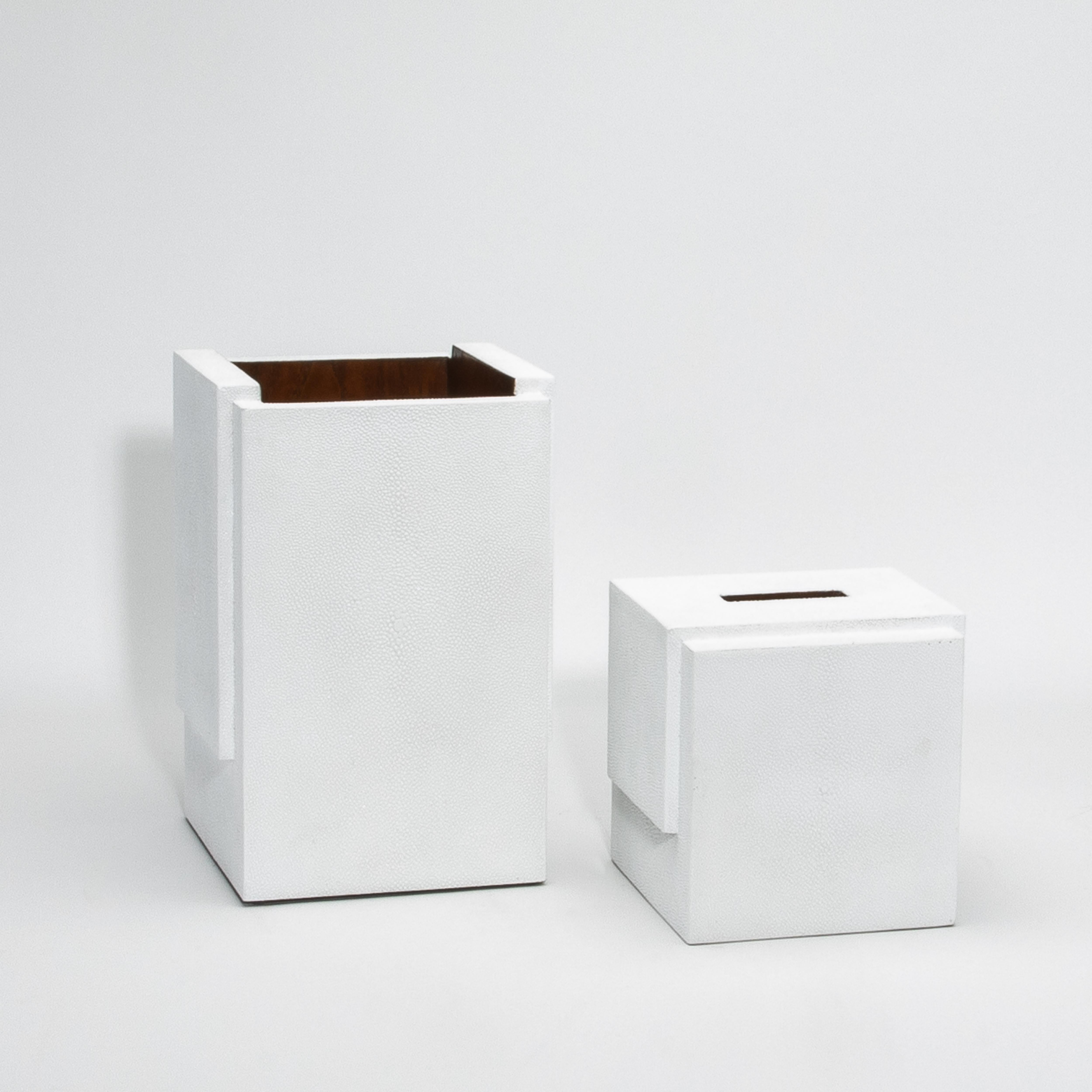 Philippine Waste Bin White Shagreen by R&Y Augousti For Sale