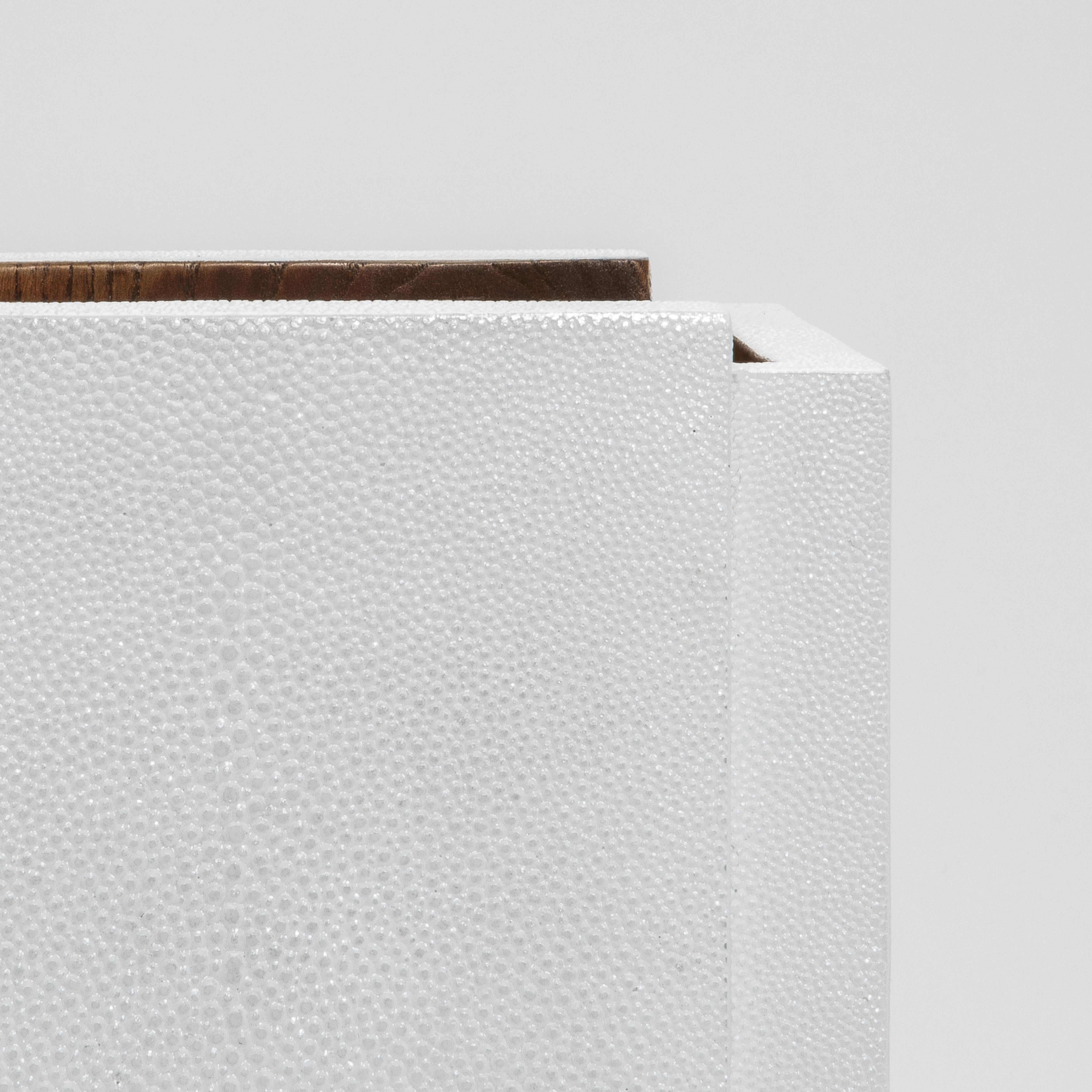 Hand-Crafted Waste Bin White Shagreen by R&Y Augousti For Sale