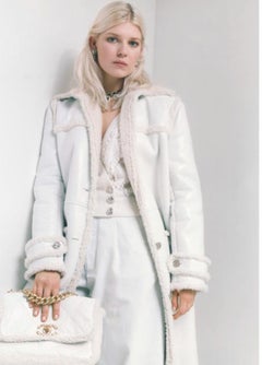 White shearling and patten leather single-breasted coat Chanel