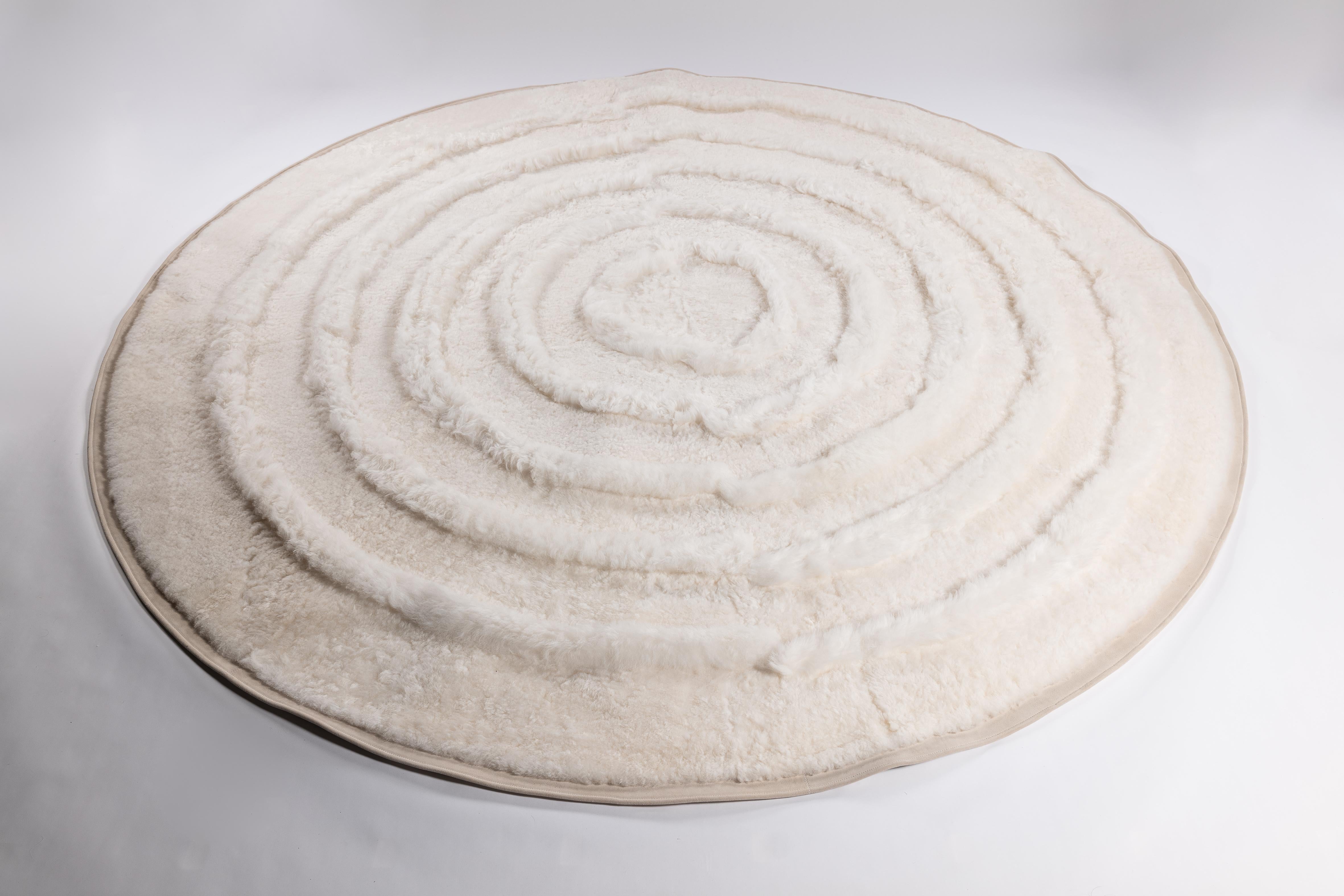 Contemporary White Sheepskin and Lambskin Rug, Eupraxia, Handmade in France For Sale