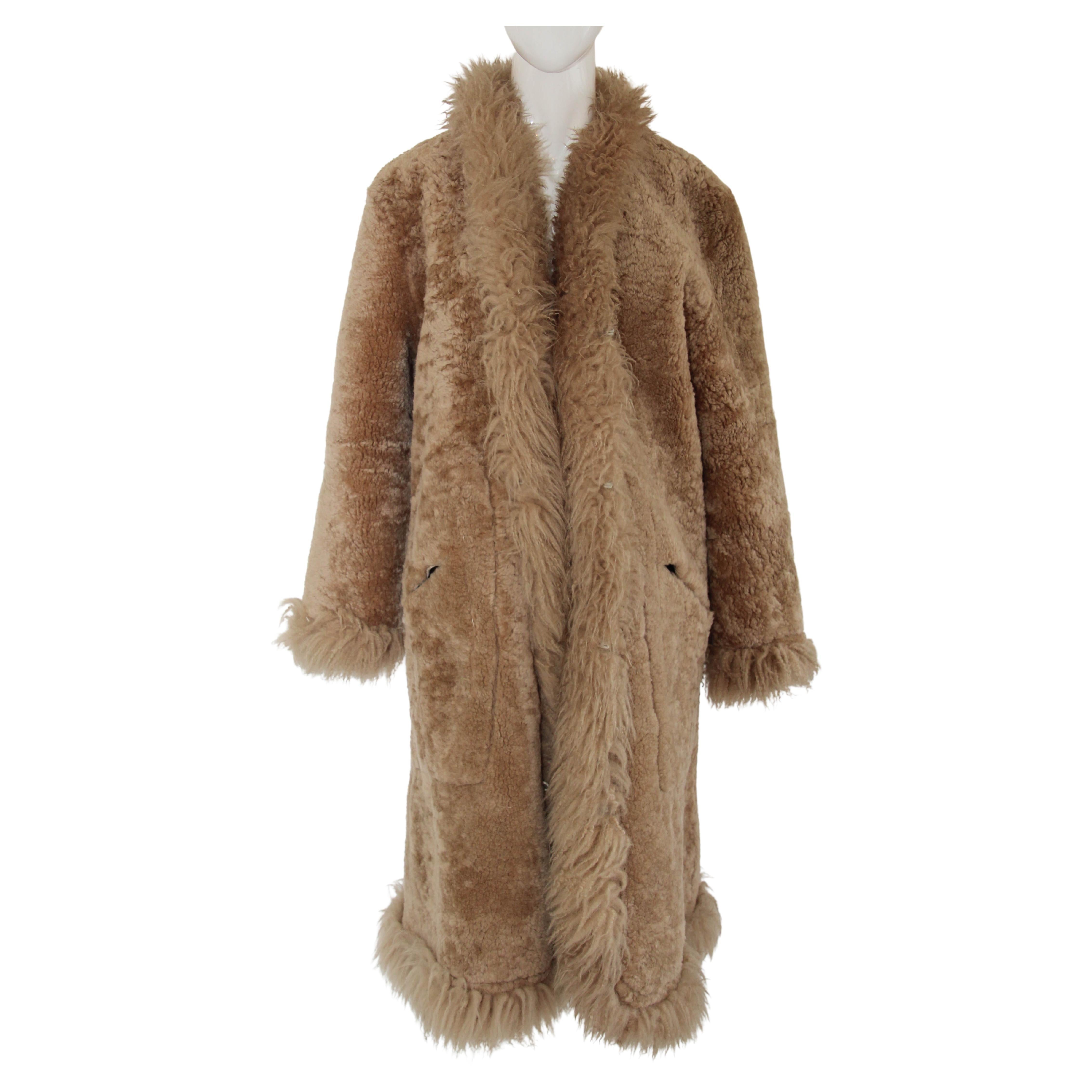 Brauner Vintage-Mantel aus Schafsfell, Australien, 1970er Jahre, Größe Small bis Medium im Angebot 8