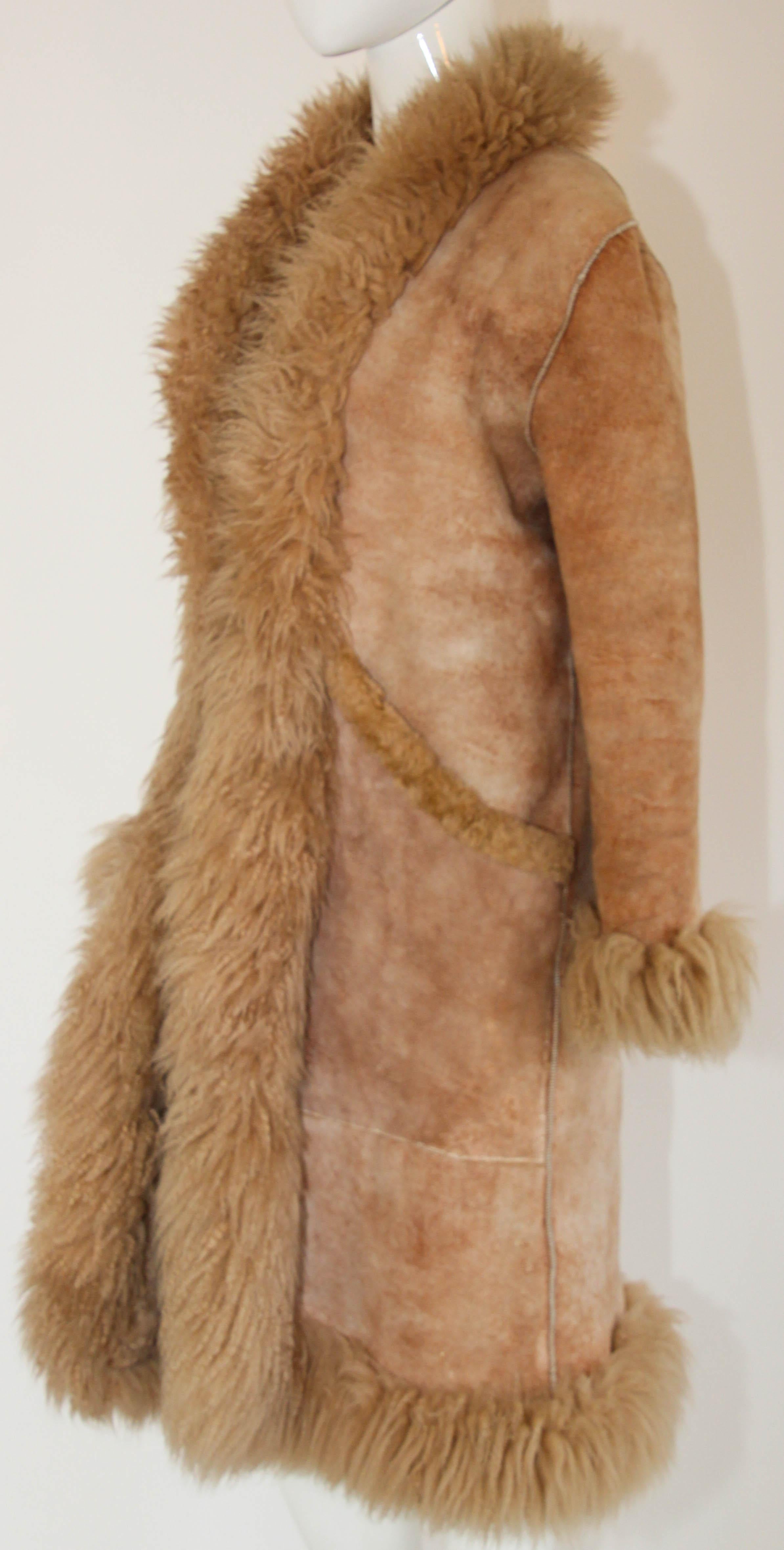 Brown Sheepskin Fur Vintage Coat Australia 1970's Size Small to Medium For Sale 1