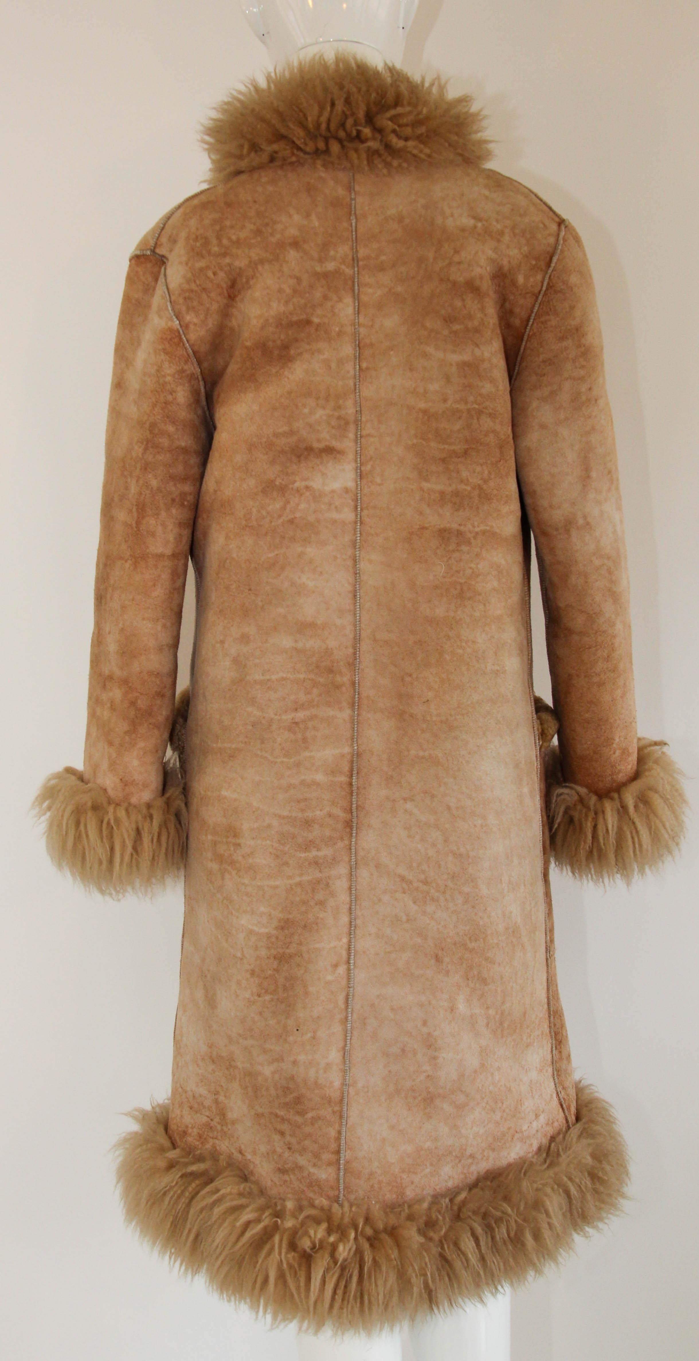 Brown Sheepskin Fur Vintage Coat Australia 1970's Size Small to Medium For Sale 2