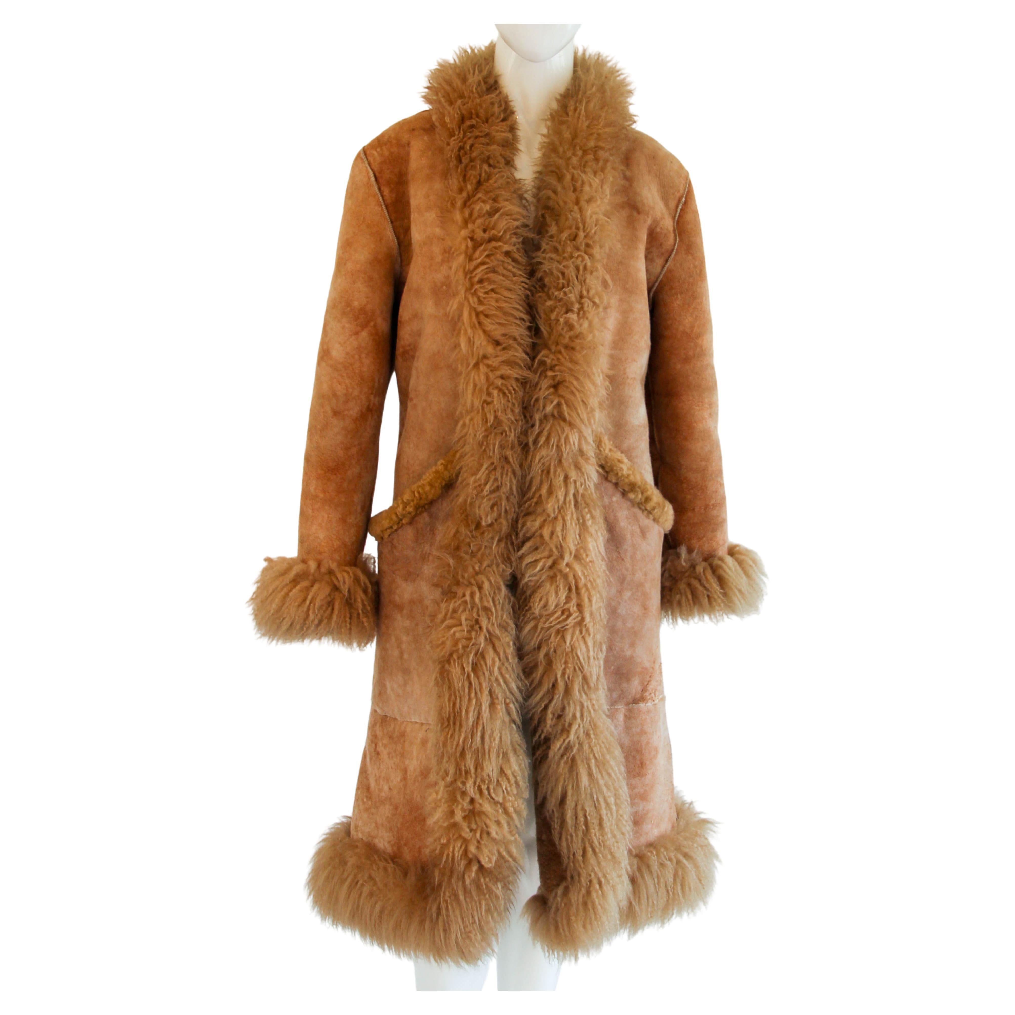 Brown Sheepskin Fur Vintage Coat Australia 1970's Size Small to Medium For Sale