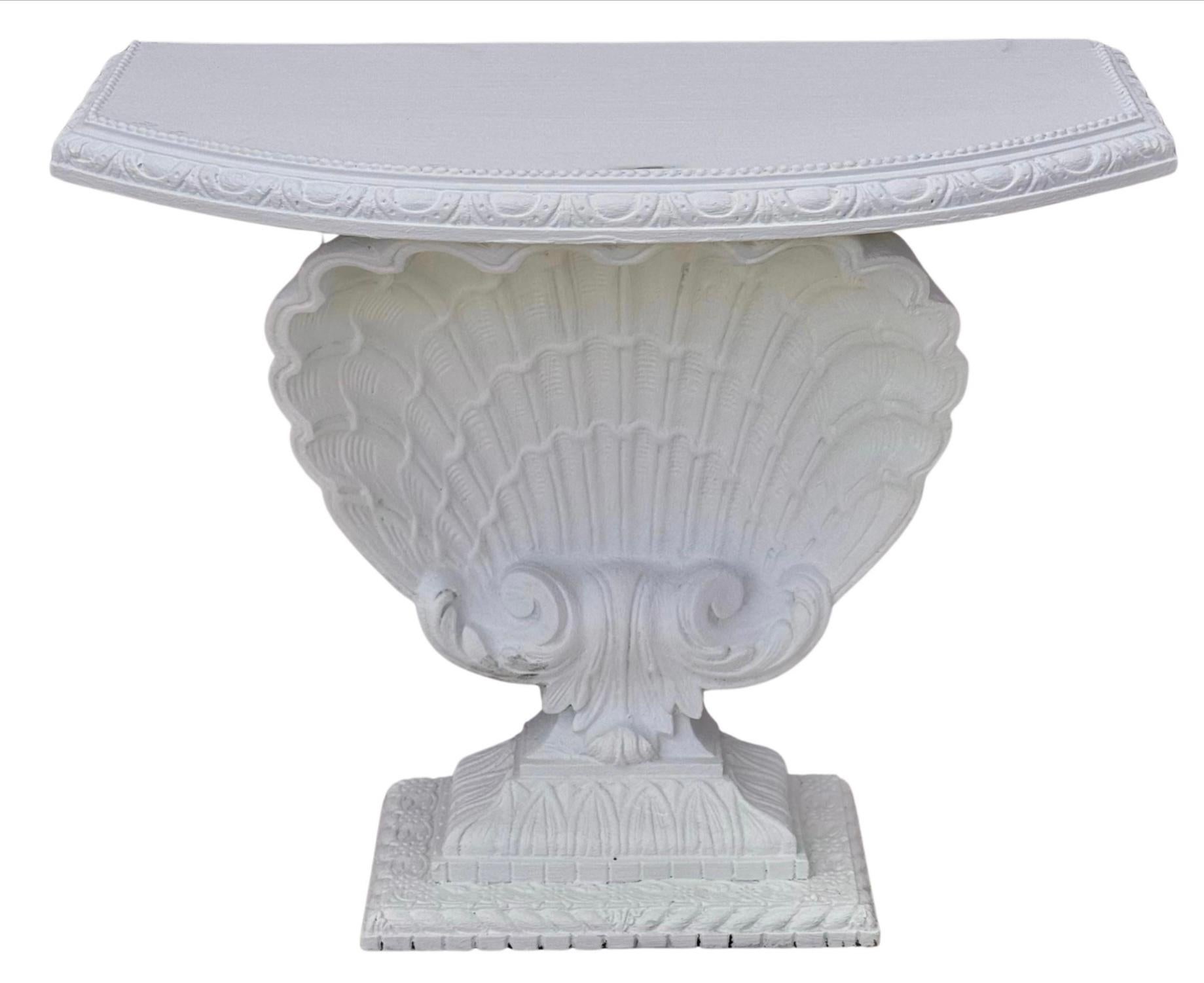 White Shell Form Hollywood Regency Console Table For Sale 4