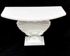 White Shell Form Hollywood Regency Console Table