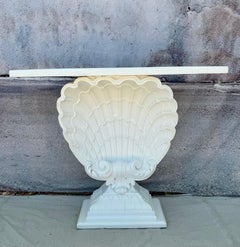 White Shell Form Hollywood Regency Console Table