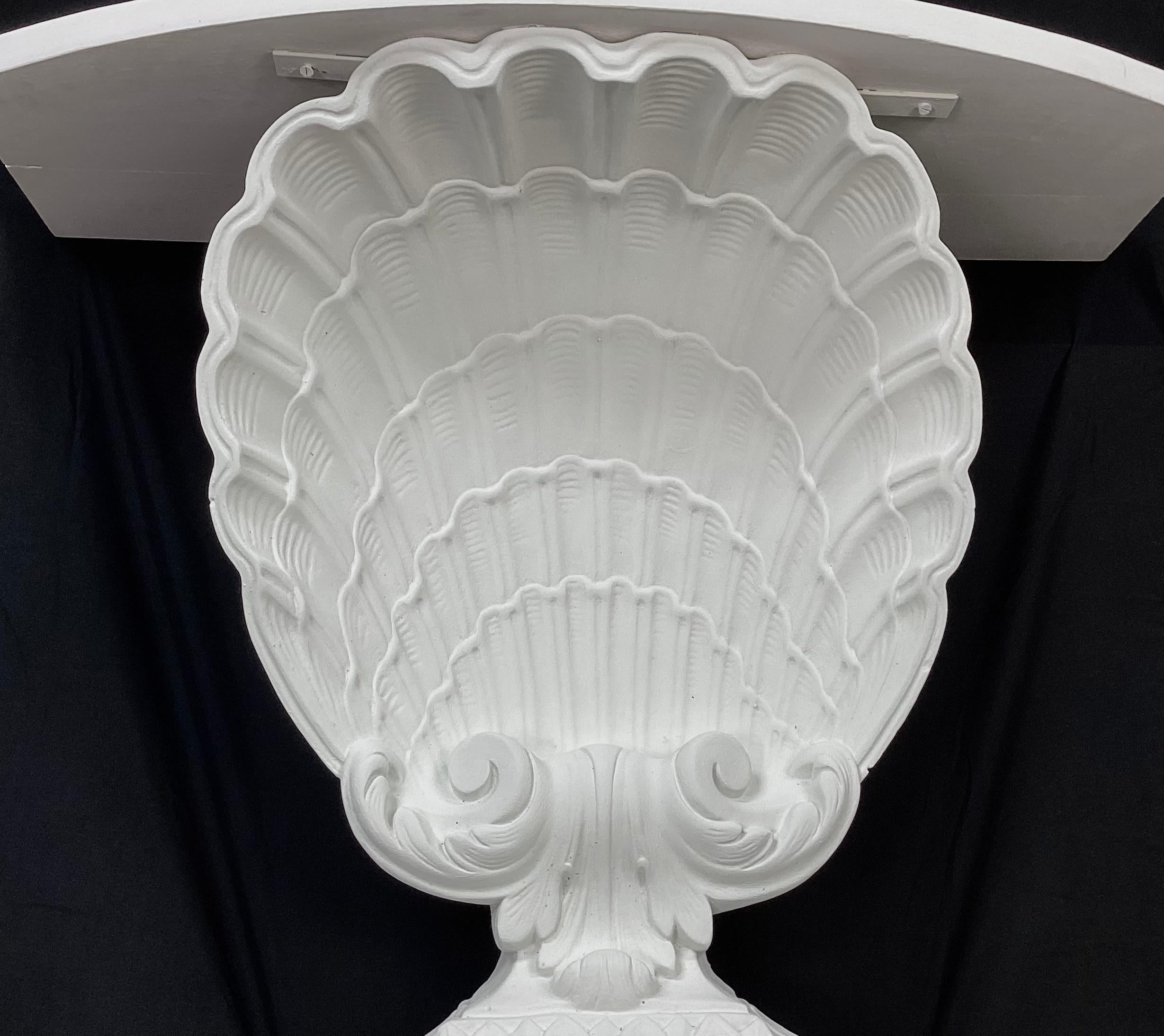 American White Shell Form Hollywood Regency Console Table
