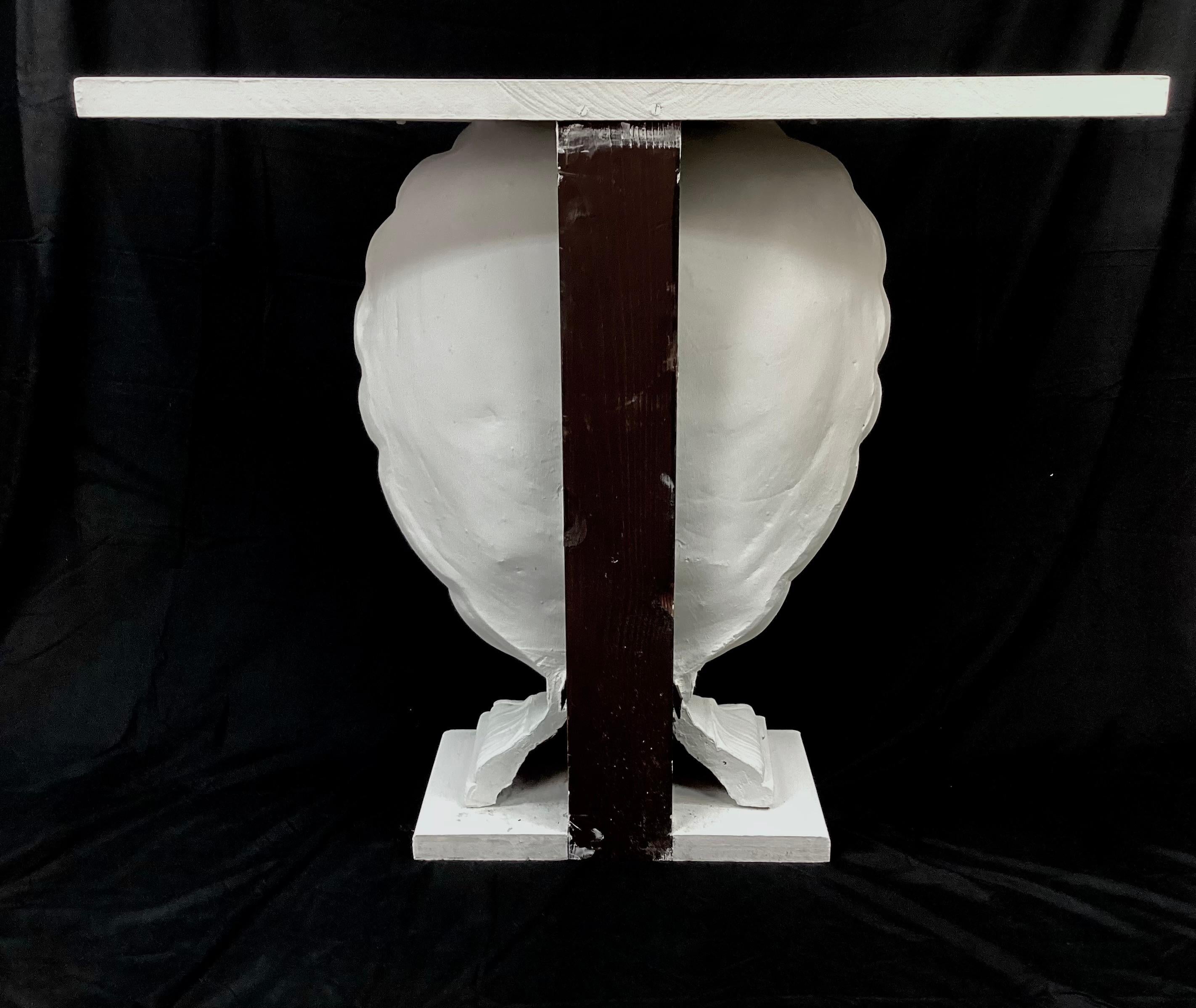 20th Century White Shell Form Hollywood Regency Console Table