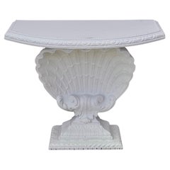 White Shell Form Hollywood Regency Console Table