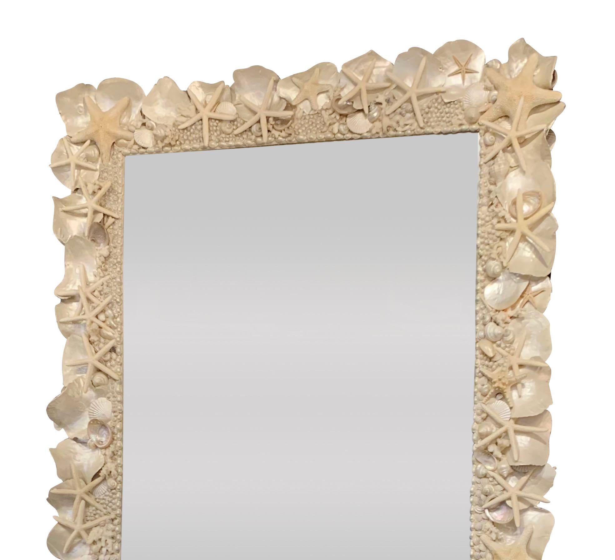 French White Shell Framed Extra Extra Large Mirror, France, Contemporary