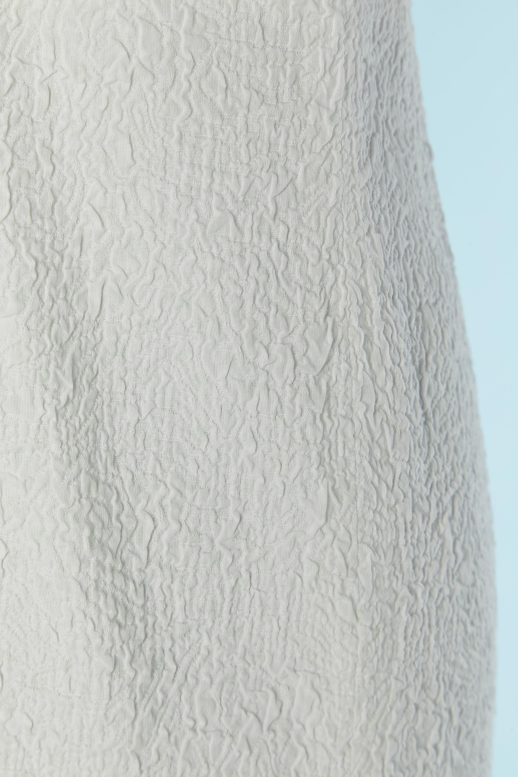 Gris Robe blanche à manches courtes et devant torsadé CHRISTIAN DIOR en vente