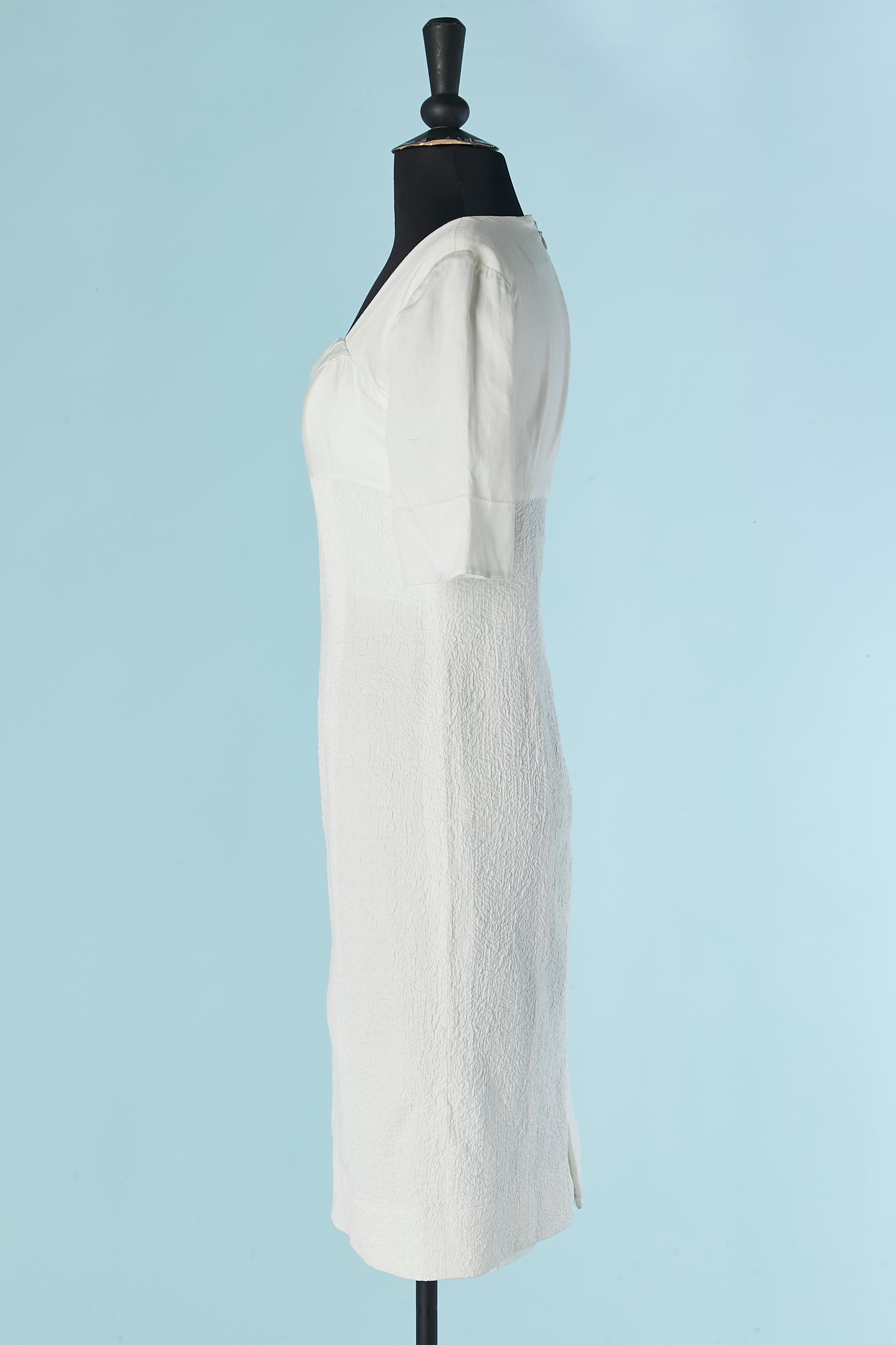 Robe blanche à manches courtes et devant torsadé CHRISTIAN DIOR Excellent état - En vente à Saint-Ouen-Sur-Seine, FR