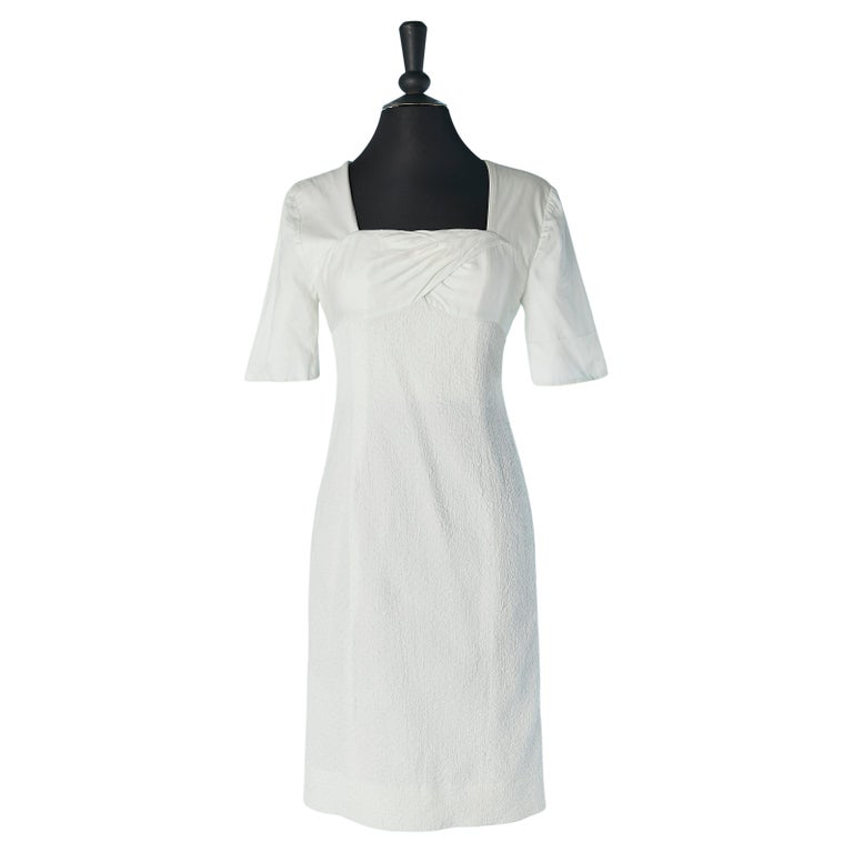christian dior short white dress White short sleeve dress with twisted front CHRISTIAN DIOR For Sale at  1stDibs