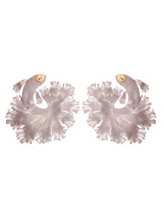 White Siamese Fighting Fish Earrings - Recycled Aluminium, Gold & Diamond