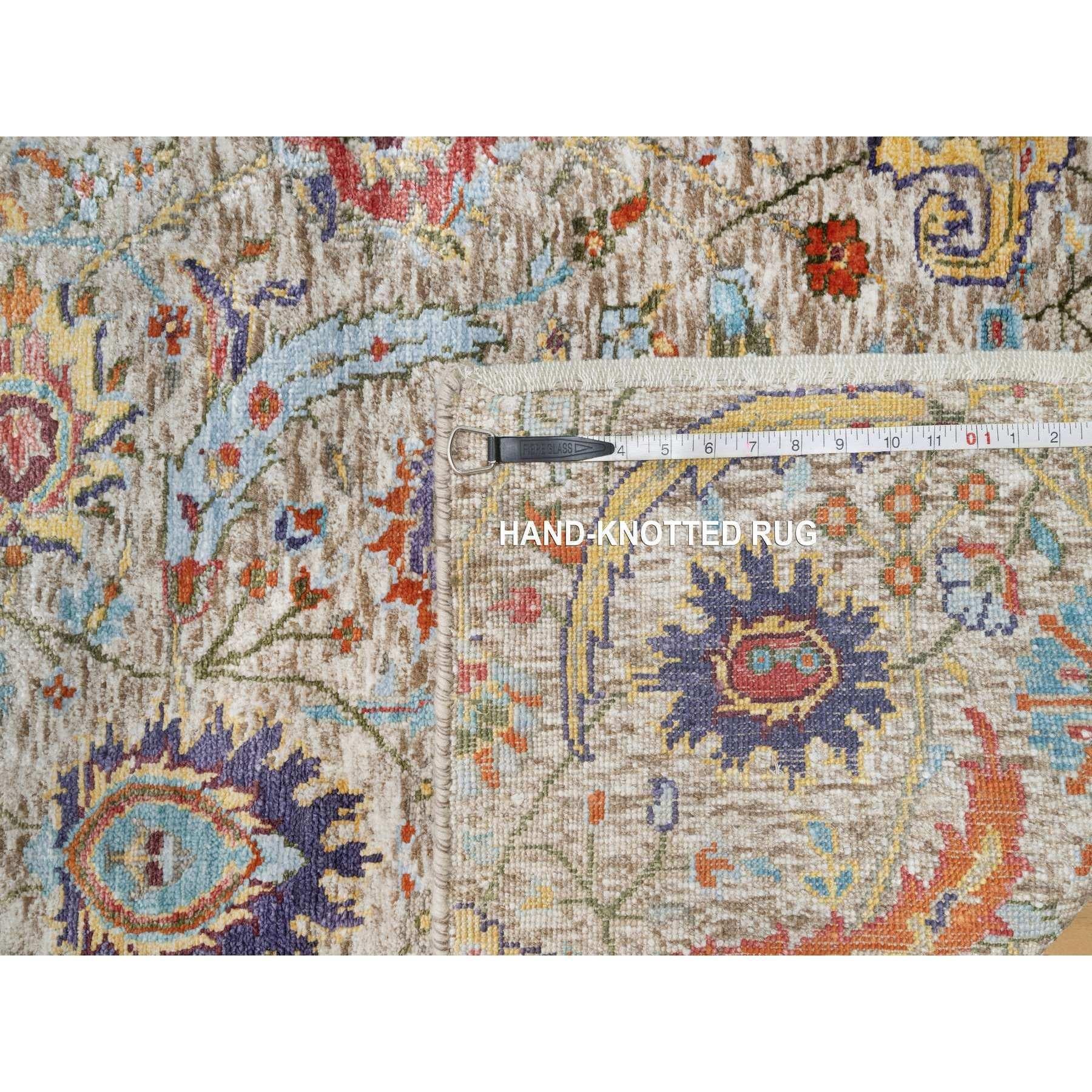 Lana Whiting Sickle Leaf, tappeto runner orientale XL in seta e lana annodato a mano, 2'7 