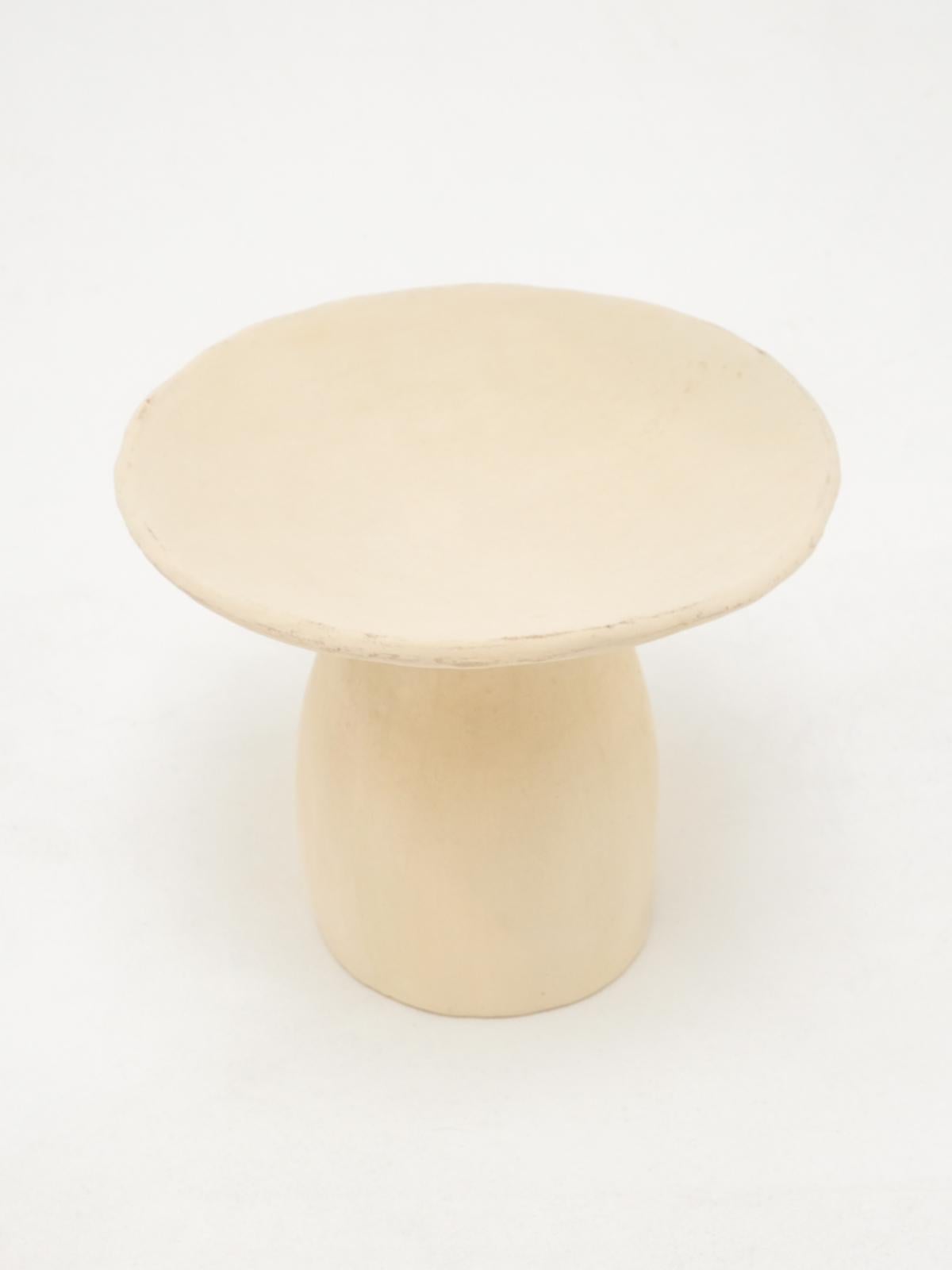 Moroccan White Side Tables Made of local Clay, natural pigments, Handcrafted