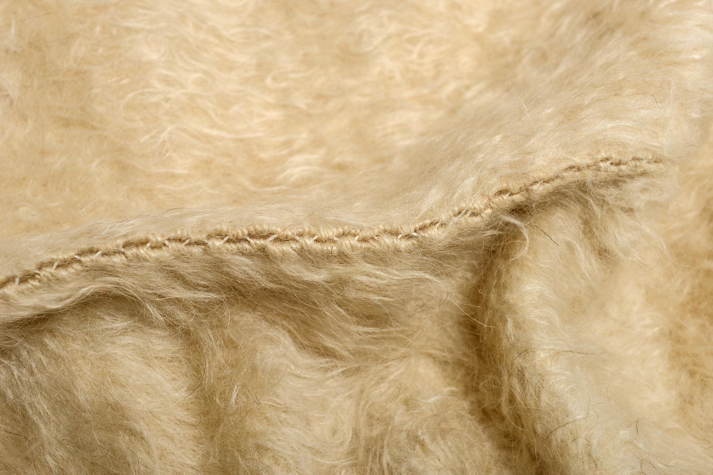 20th Century White Mohair Wool  SIIRT Weaving Carpet