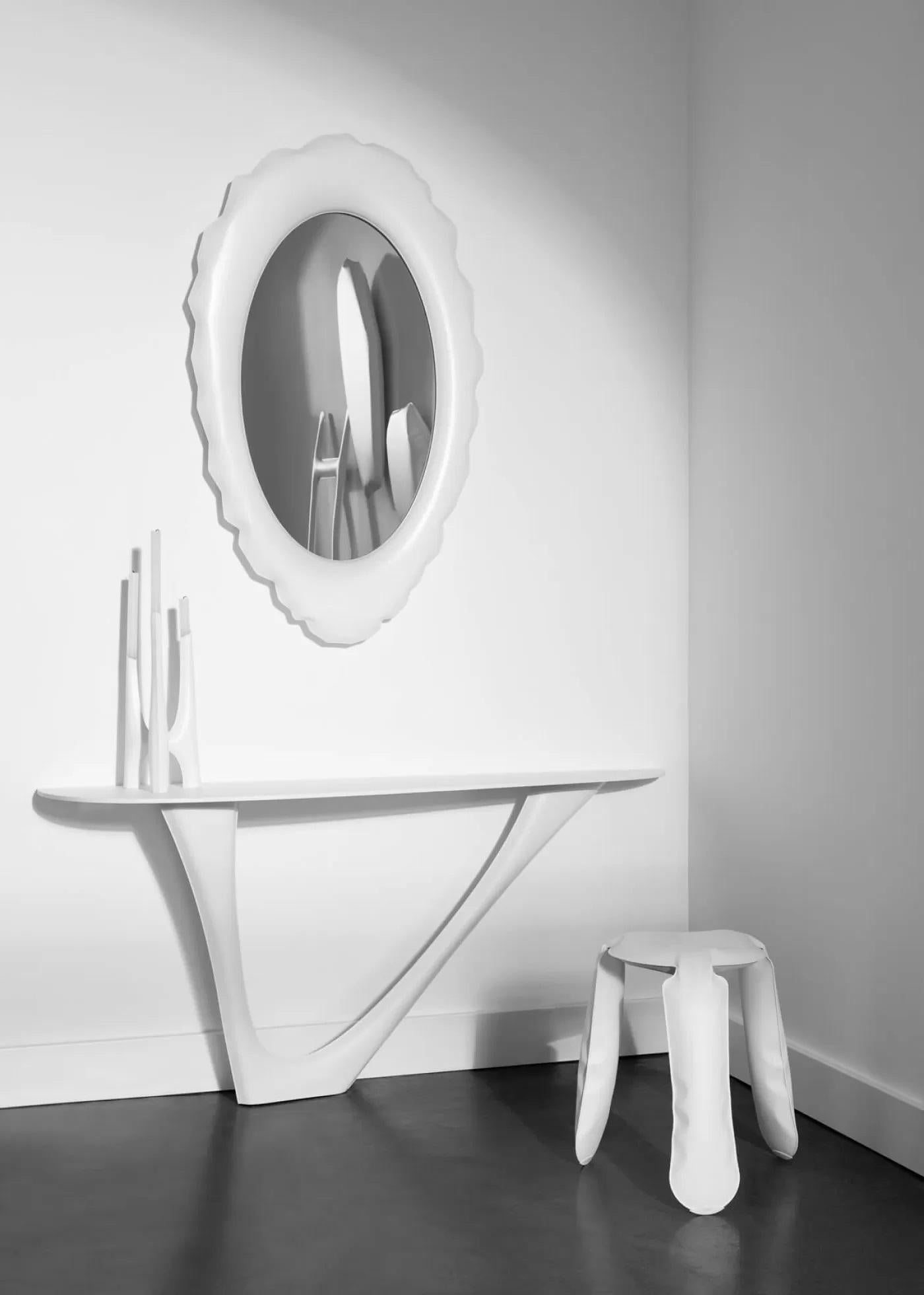 Powder-Coated White Silex Wall Mirror by Zieta For Sale
