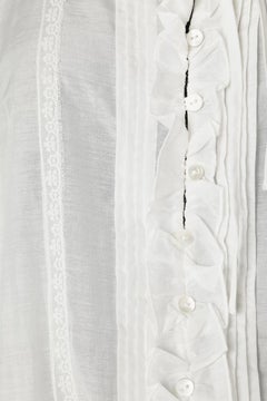 Abito lungo romantico in seta e cotone bianco con intarsi in pizzo Roberto Cavalli Class