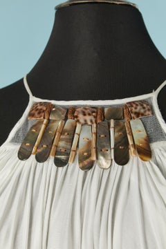 White silk and rayon dress with shell embellishment on the neckline La Perla
