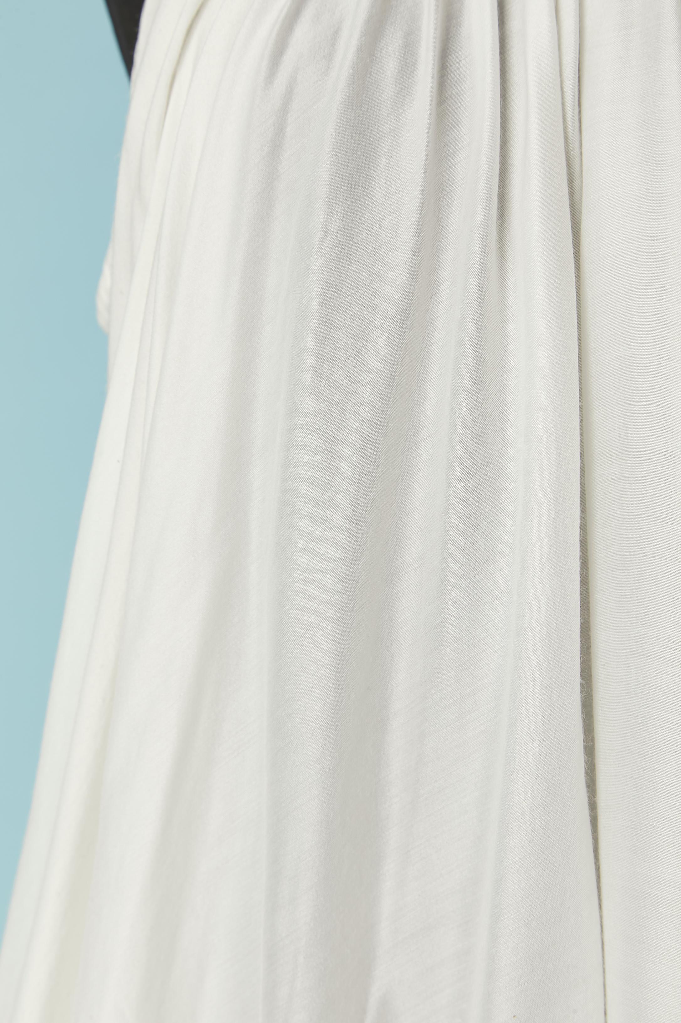 Gray White silk and rayon dress with shell embellishment on the neckline La Perla For Sale