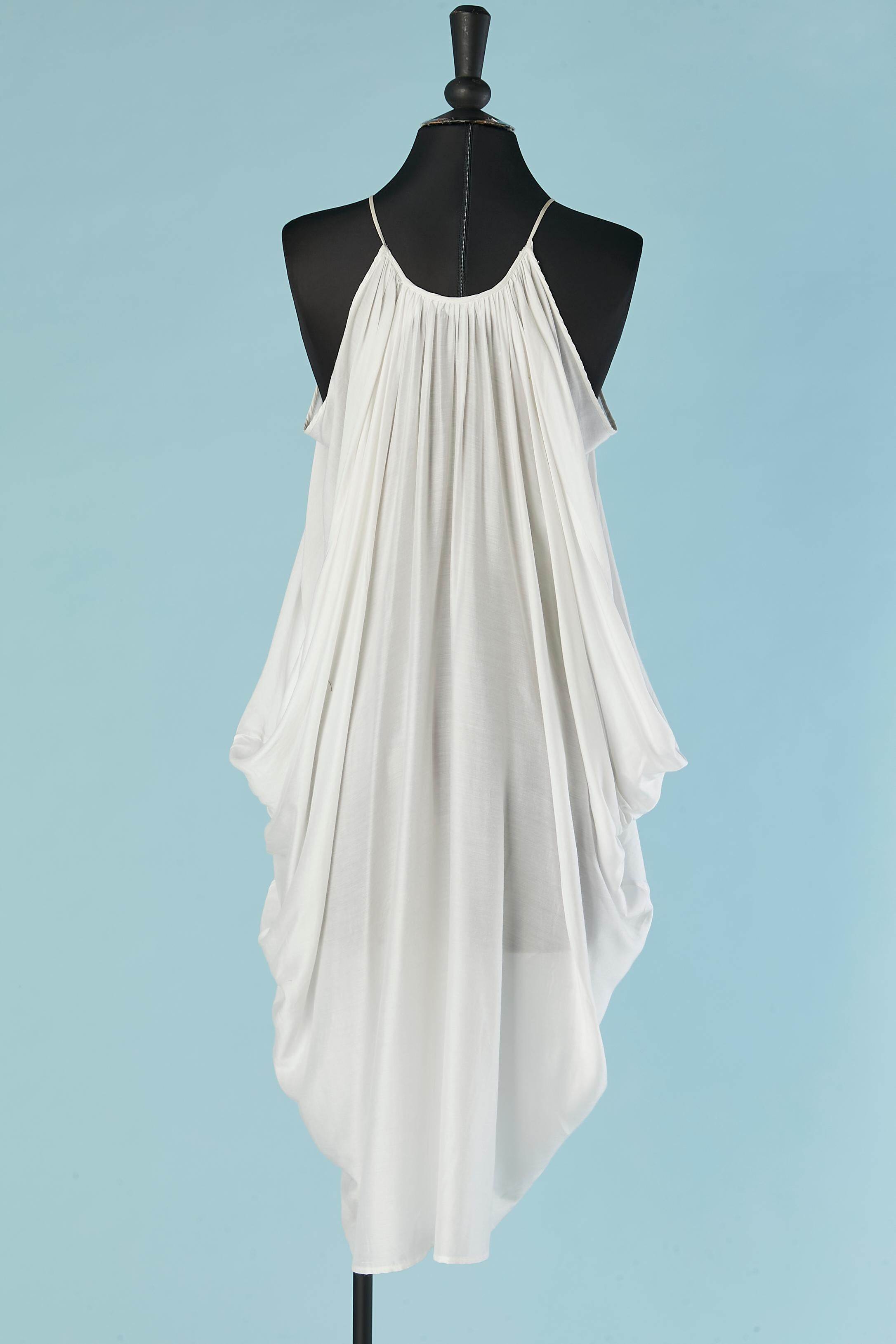 Women's White silk and rayon dress with shell embellishment on the neckline La Perla For Sale