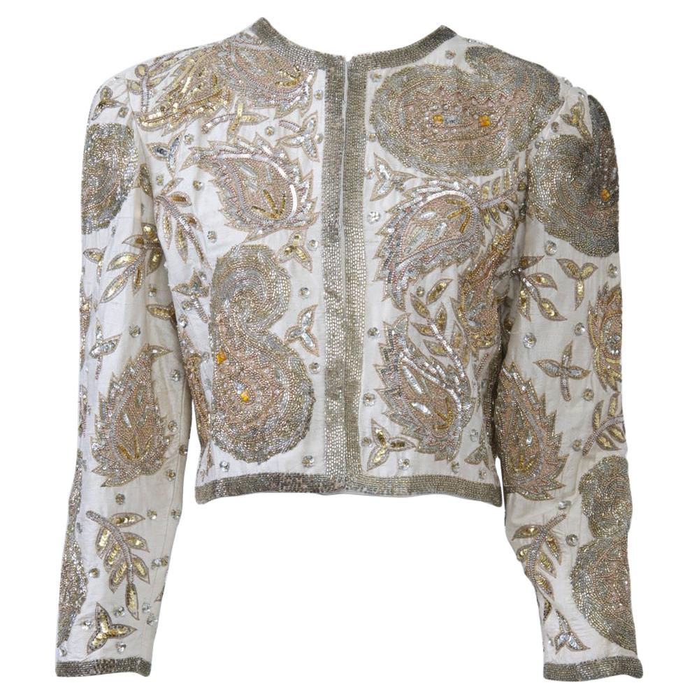 White Silk Beaded Jacket