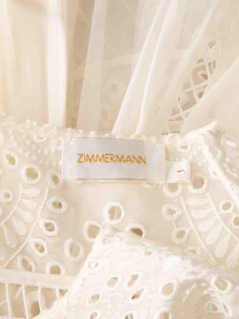 Zimmermann White Silk Broderie Anglaise Knee Length Dress Size M 1