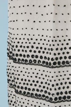 Weißer Seidenchiffonrock mit schwarzer Perlenstickerei ROCHAS New