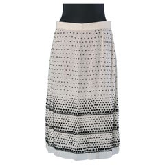 White silk chiffon skirt with black beadwork ROCHAS New