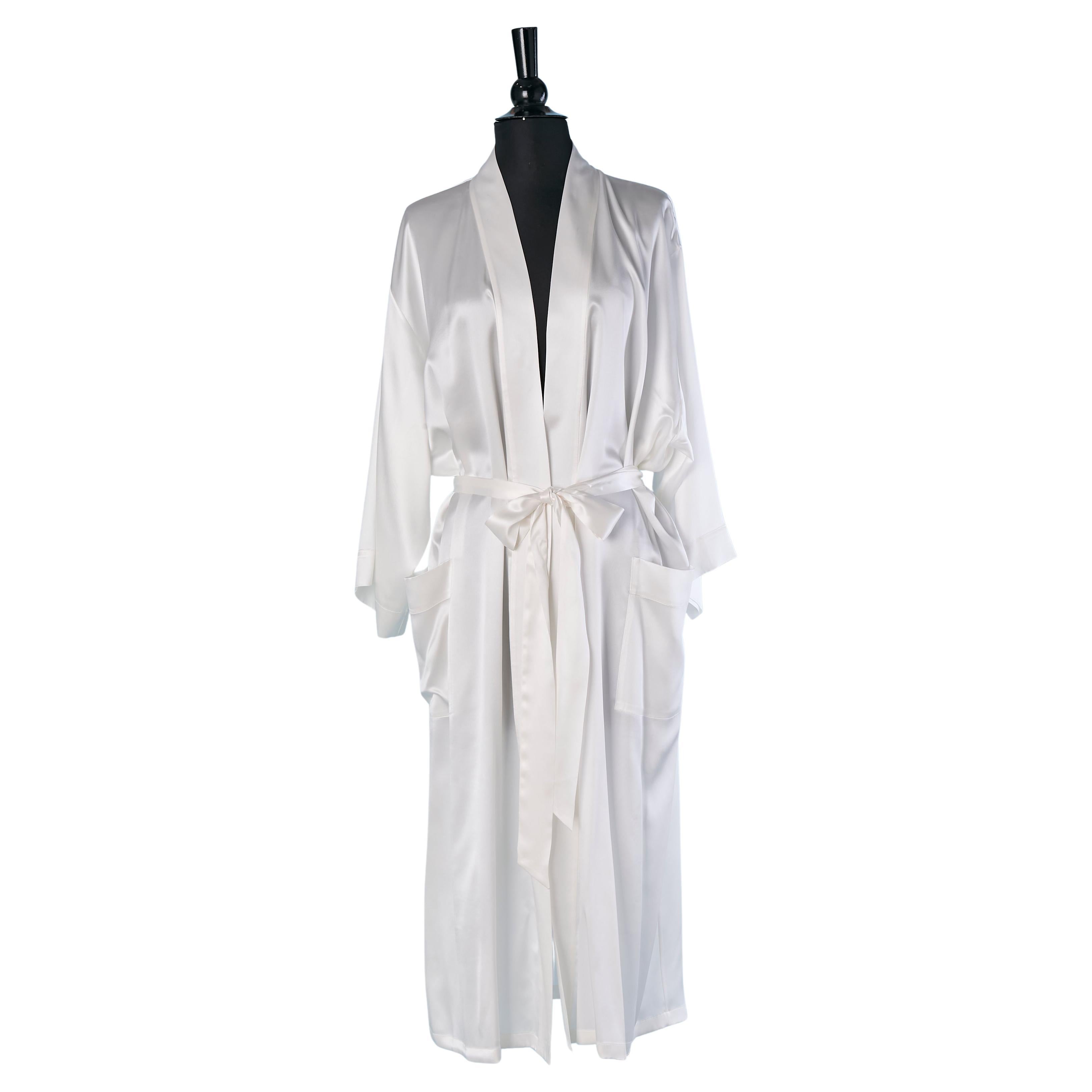 White silk satin Robe CHRISTIAN DIOR For Sale