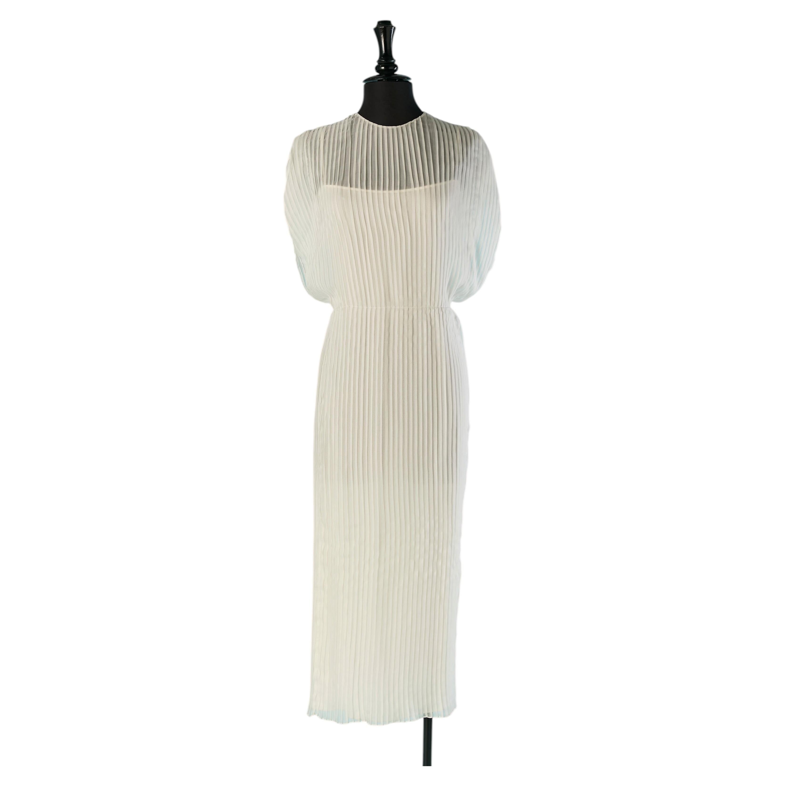 White silk see-through pleated dress CHRISTIAN DIOR