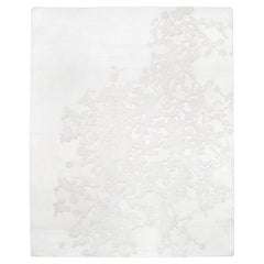 White Silk, Wool Rug India Hand Knotted Carpet Highest Quality Abstract Floral