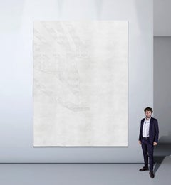 White Silk, Wool Rug India Hand Knotted Highest Quality Carpet Minimal Design