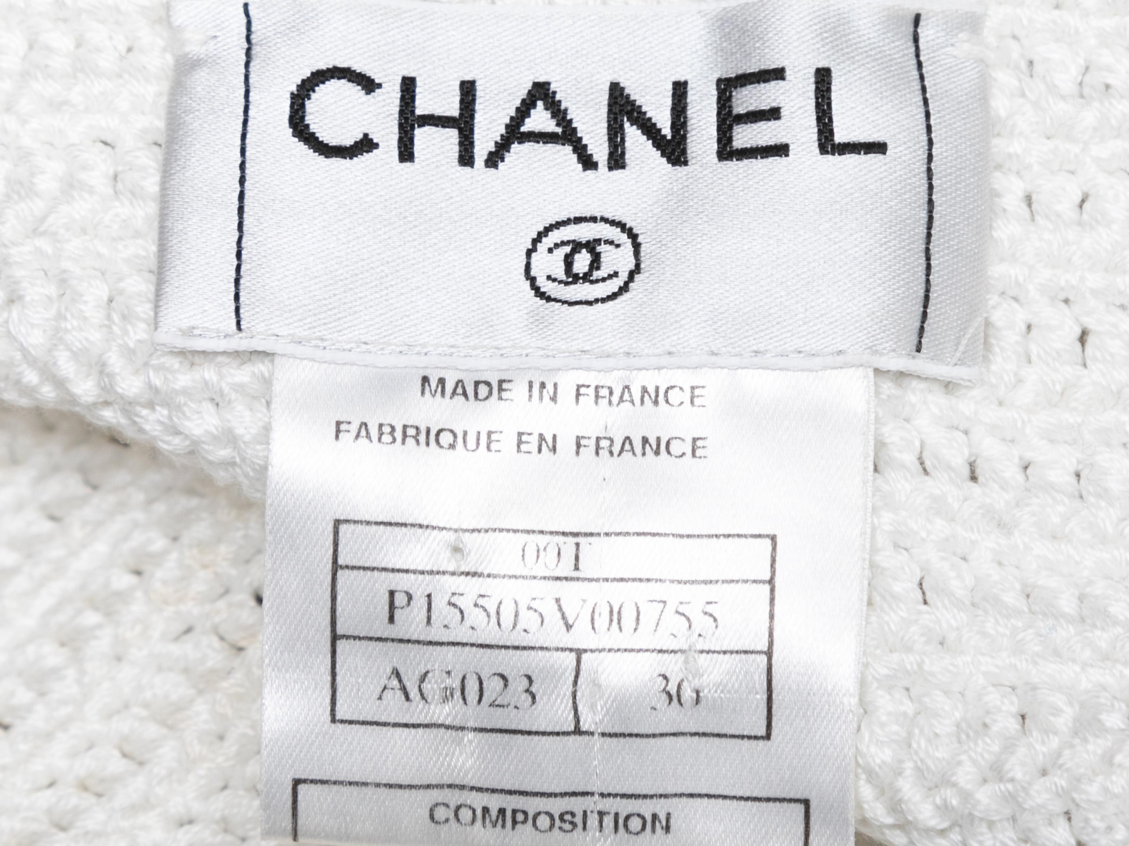White & Silver Chanel Knit One-Shoulder Sequined Top Size US S For Sale 2