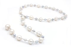 White Silver South Sea Pearl 18K White Gold Adjustable Clasp Lariat Necklace