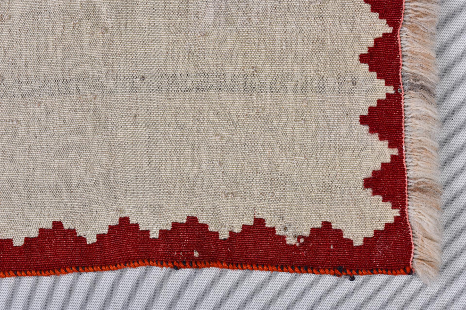 Hand-Knotted White Simple Nomad Kilim For Sale