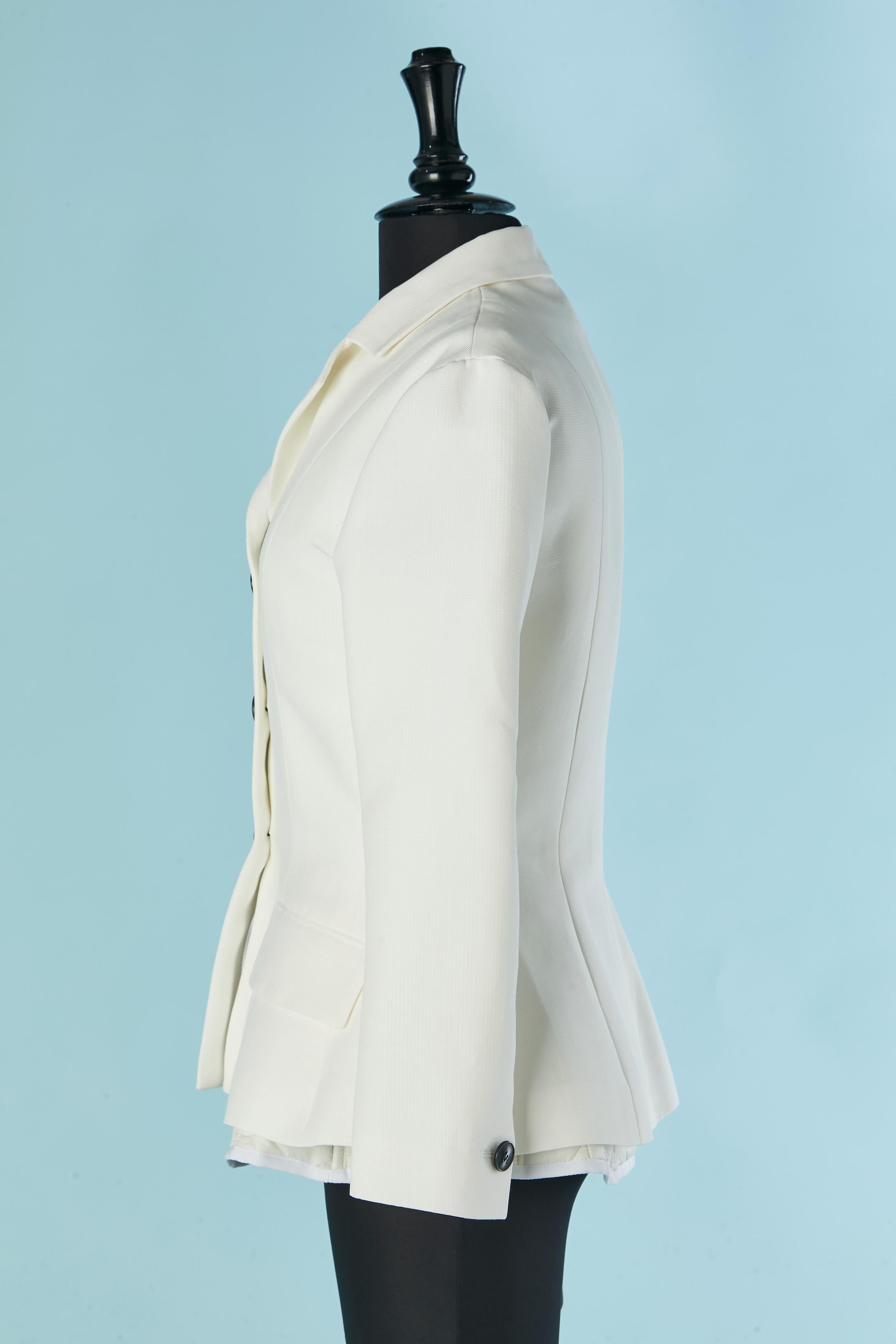 Weißer Einreiher Bar Jacke mit gepolsterter Weste darunter CHRISTIAN DIOR im Angebot 1