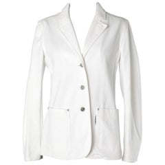 Weiße einreihige Baumwolljacke mit Markenknöpfen von Chanel