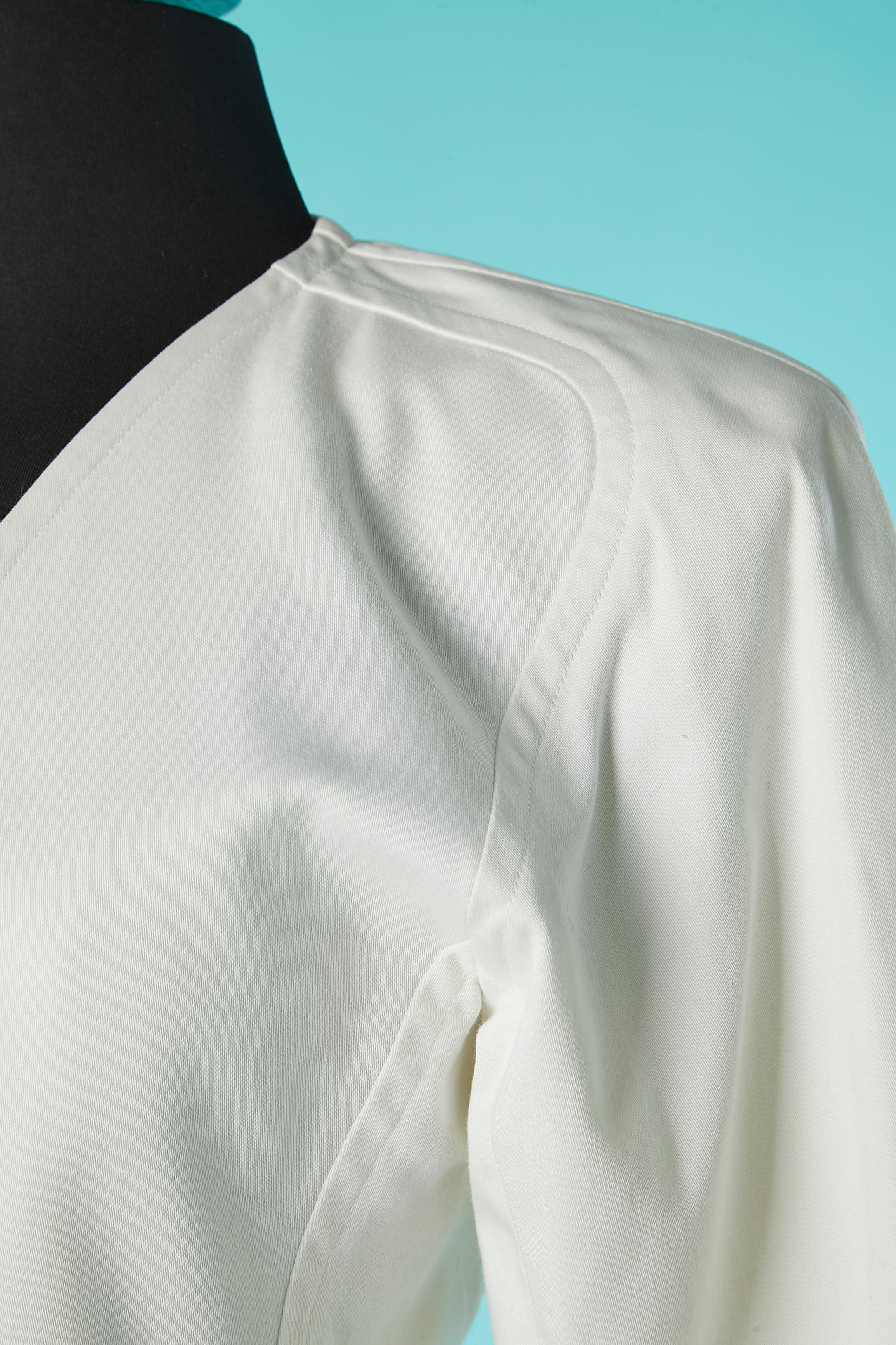 White single-breasted cotton jacket Yves Saint Laurent Variation  In Excellent Condition For Sale In Saint-Ouen-Sur-Seine, FR