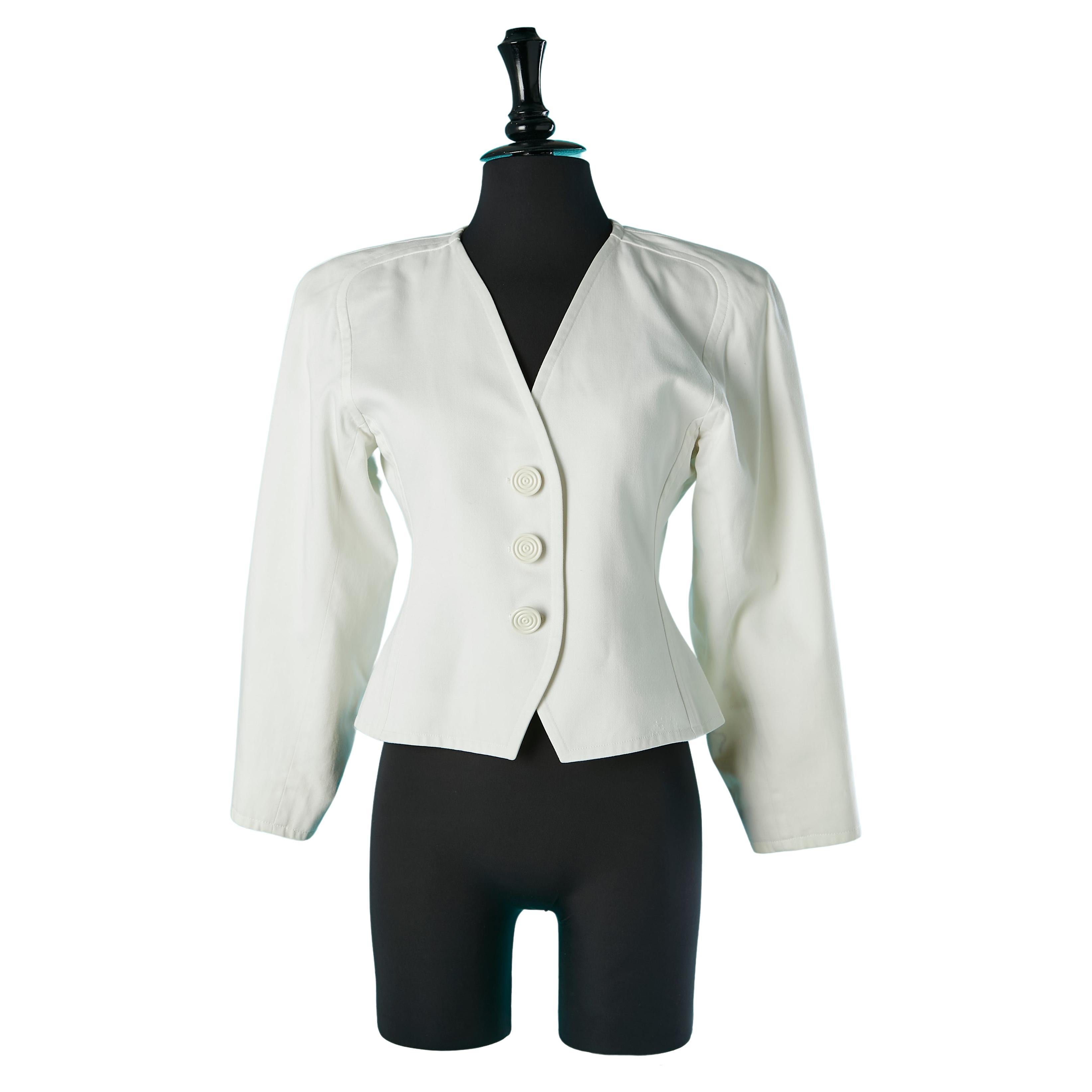White single-breasted cotton jacket Yves Saint Laurent Variation  For Sale