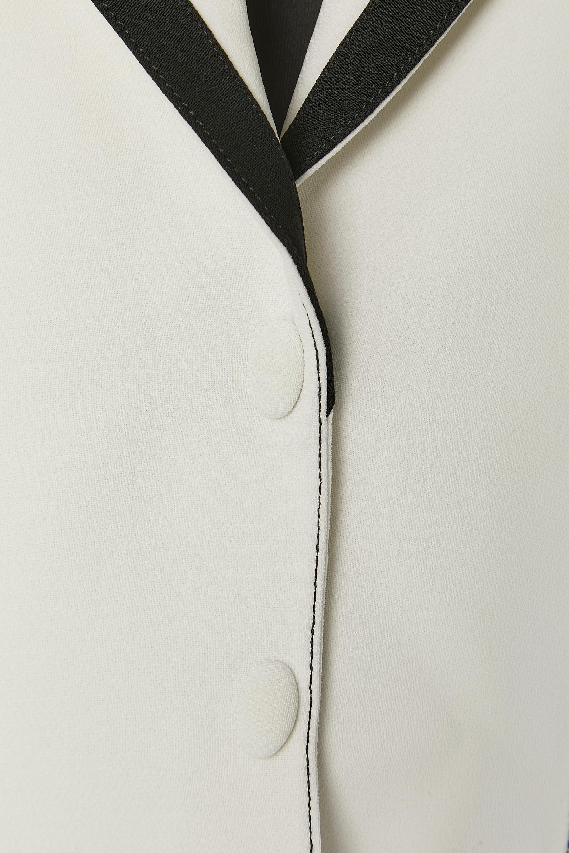 Gray White single-breasted jacket with black edge Thierry Mugler Circa 1990's For Sale