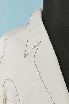 White single-breasted jacket with top-stitched and black edge Thierry Mugler