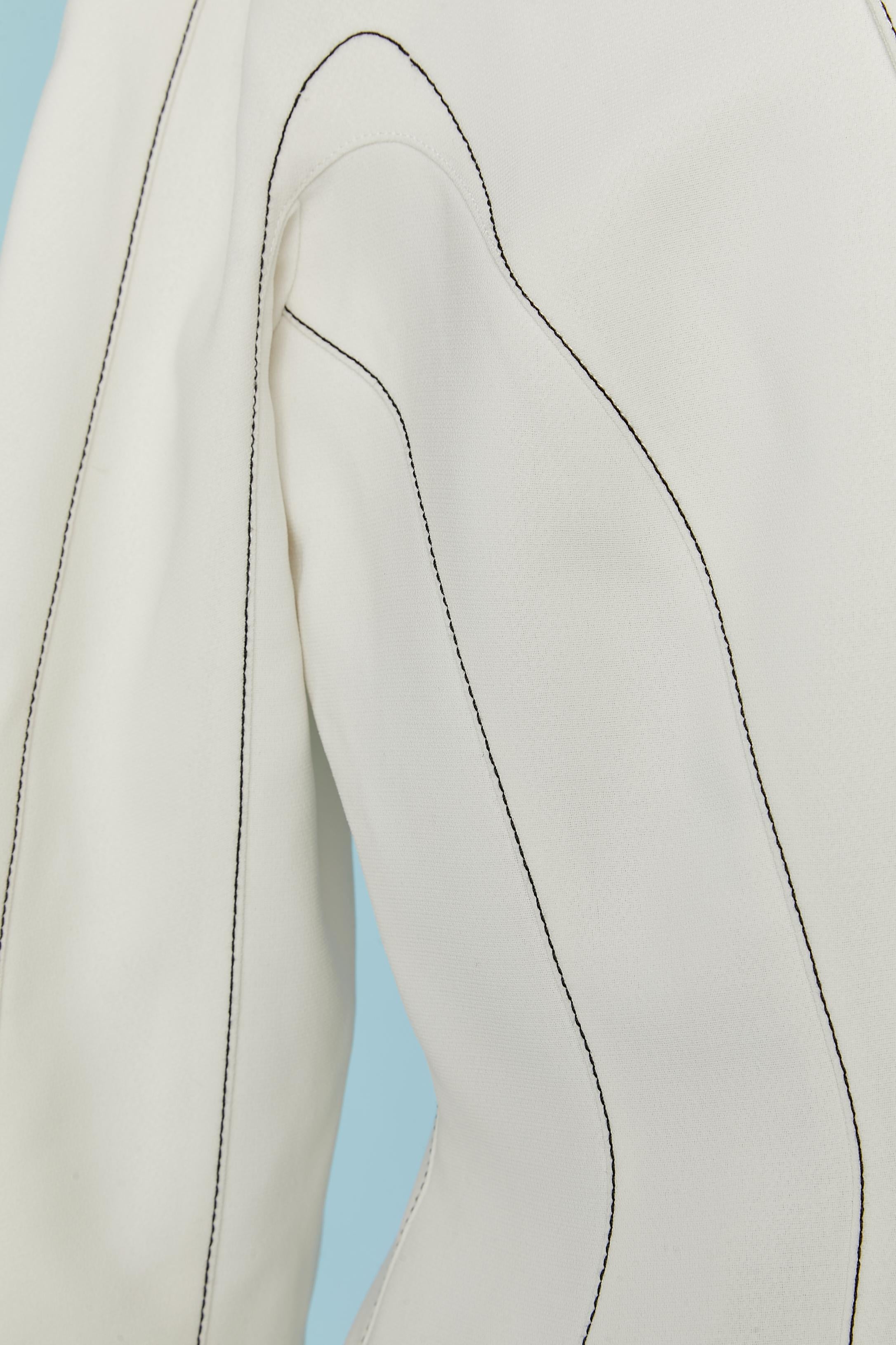Grigio Giacca monopetto bianca con impunture e bordo nero Thierry Mugler in vendita