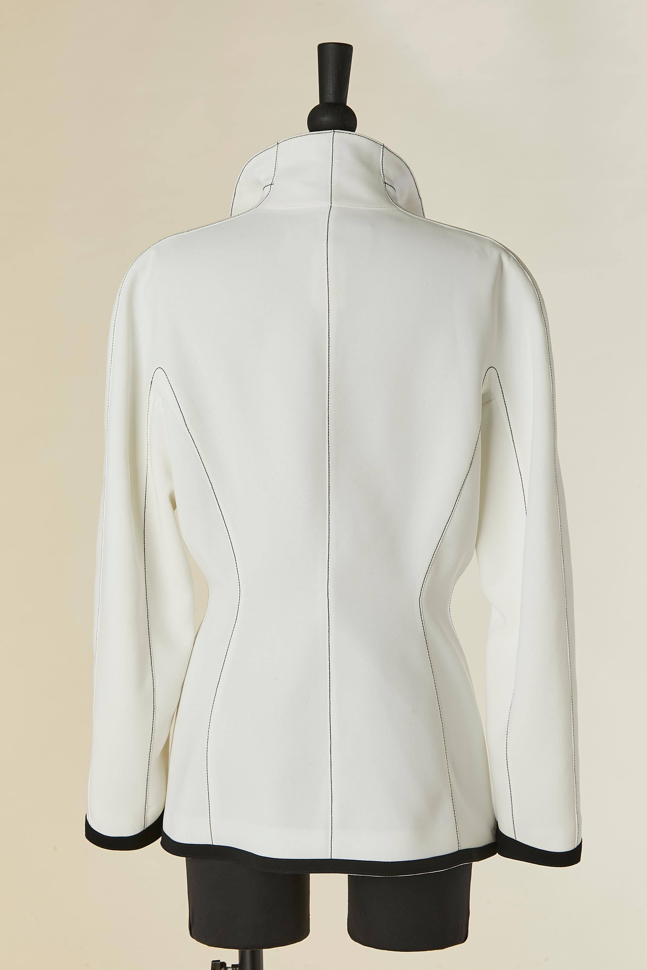 Giacca monopetto bianca con impunture e bordo nero Thierry Mugler In condizioni ottime in vendita a Saint-Ouen-Sur-Seine, FR