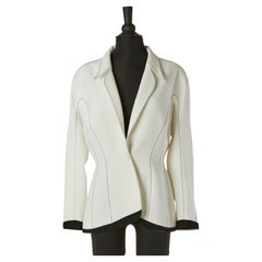 White single breasted jacket with top-stitching and black edge THIERRY MUGLER