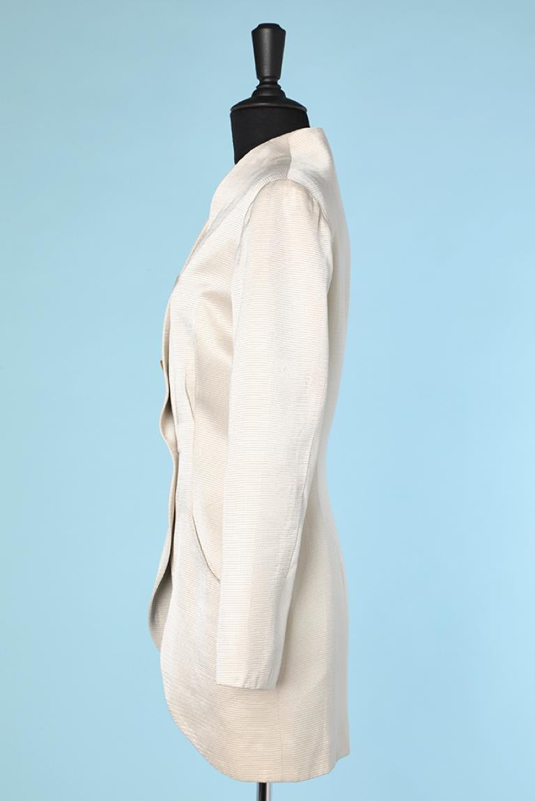 Veste en soie blanche à simple boutonnage Lecoanet Hémant Excellent état - En vente à Saint-Ouen-Sur-Seine, FR