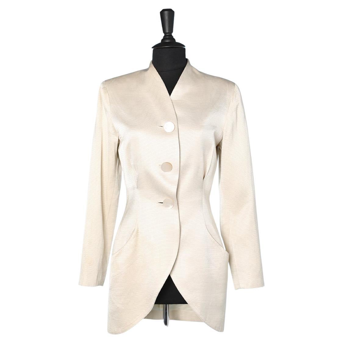 White single breasted silk jacket Lecoanet Hémant For Sale